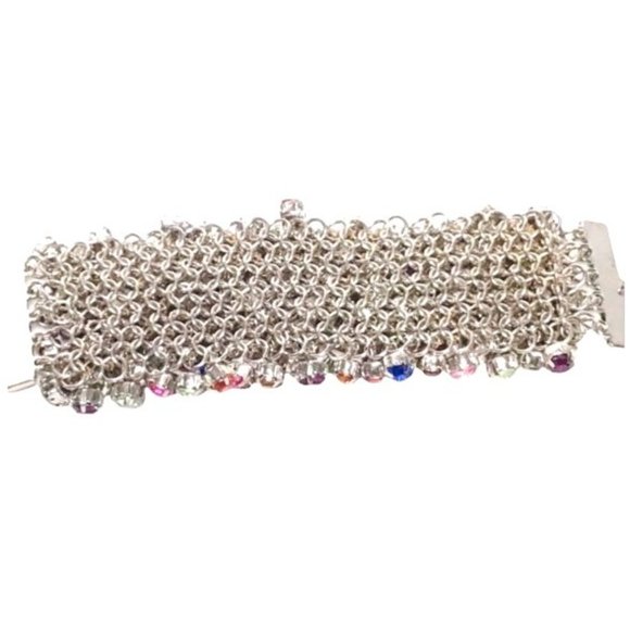Rhinestone Bracelet Multicolor Mesh Super Blingy Bracelet - Picture 4 of 12